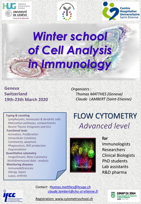 دوره سالیانه کاربردهای فلوسایتومتری در ایمنولوژی - 19تا 23 مارس 2020- تحت نظارت دانشگاه ژنو سوئیس